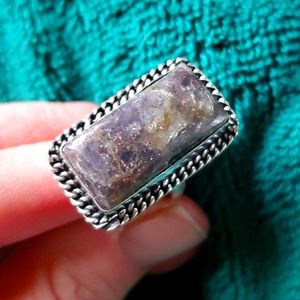 New Iolite Sunstone 925 Silver Ring.